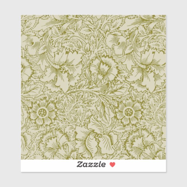 William Morris Poppy Classic Floral Green (Sheet)