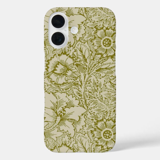 William Morris Poppy Classic Floral Green Case-Mate iPhone Case (Back)