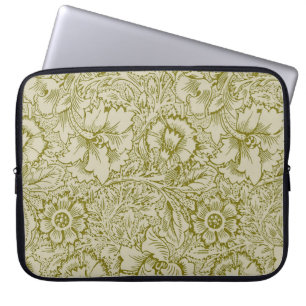 William Morris Poppy Classic Floral Green Laptop Sleeve