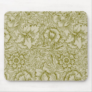 William Morris Poppy Classic Floral Green Mouse Mat