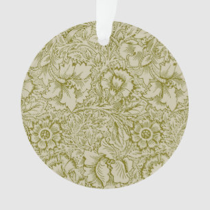 William Morris Poppy Classic Floral Green Ornament
