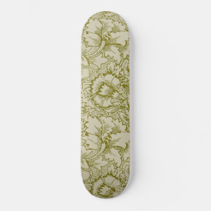 William Morris Poppy Classic Floral Green Skateboard
