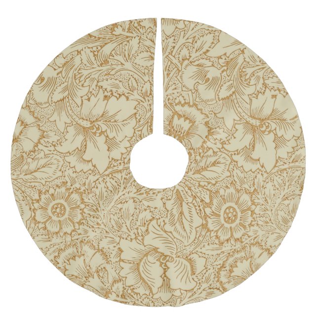 William Morris Poppy Floral Wallpaper Brushed Polyester Tree Skirt (Front)