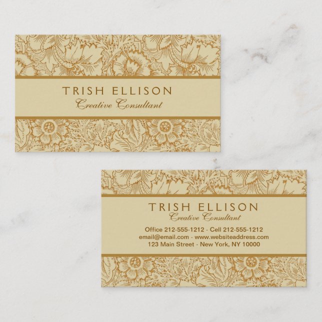 William Morris Poppy Floral Wallpaper Business Card (Front/Back)