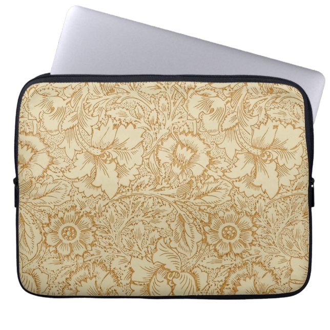 William Morris Poppy Floral Wallpaper Laptop Sleeve (Front)