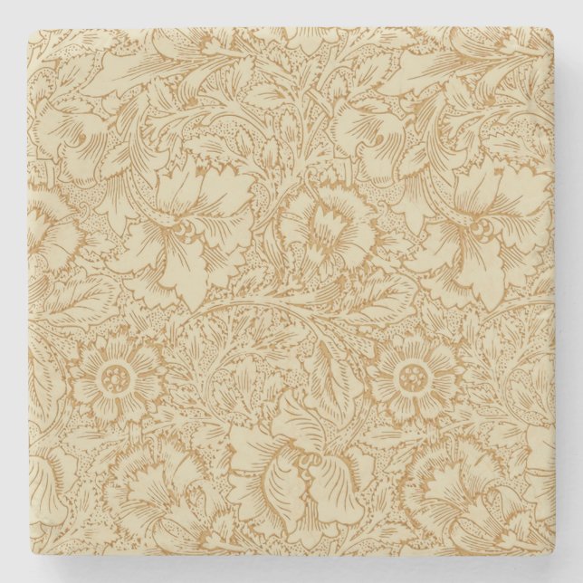 William Morris Poppy Floral Wallpaper Stone Coaster (Front)