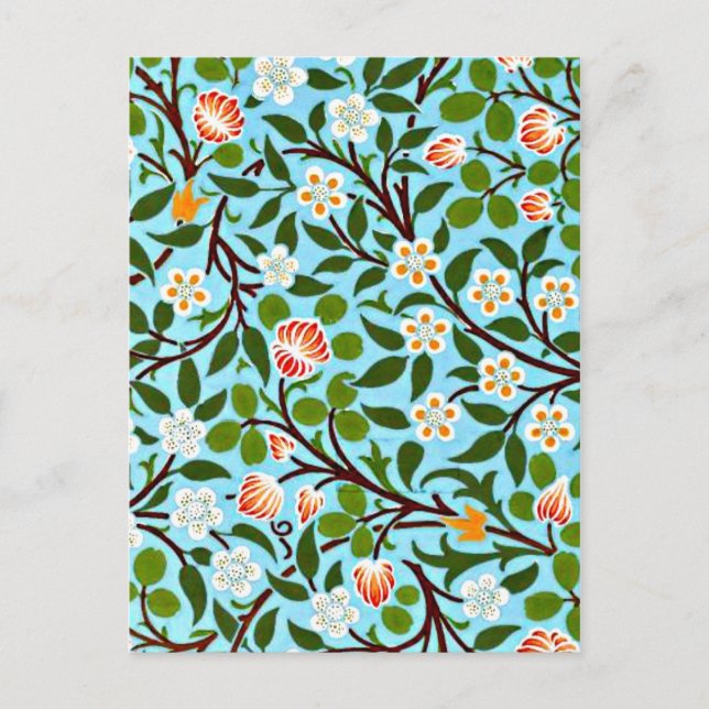 William Morris popular pattern, Clover (turquoise) Postcard (Front)