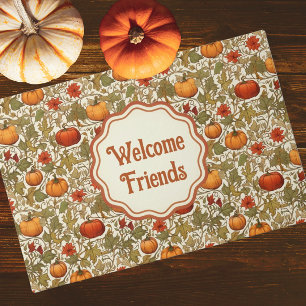 William Morris Pumpkins Welcome Friends Doormat