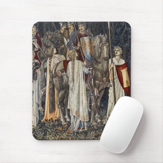 William Morris Quest for Holy Grail:Shield Forest Mouse Mat (With Mouse)