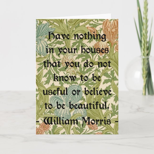 William Morris Quotation about Beauty and Function Card (Front)