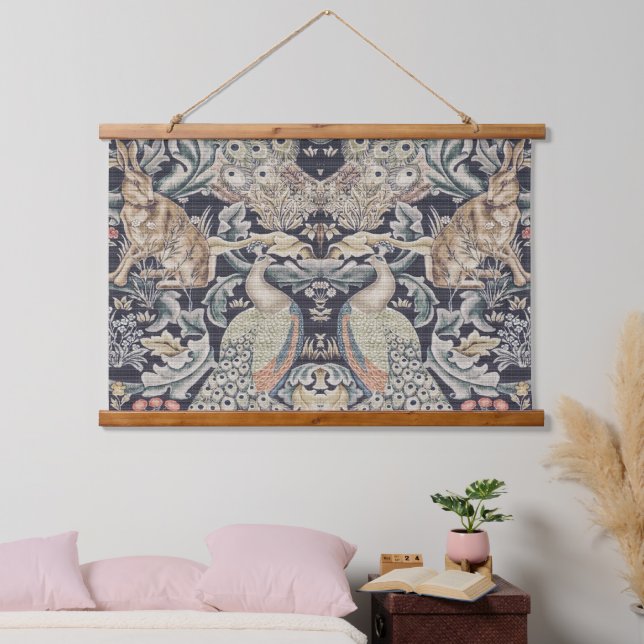 William Morris Rabbit, Peacock and Fox  Hanging Tapestry (Bedroom)