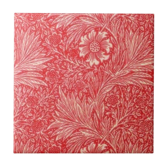 William Morris, red, floral pattern,art nouveau,ch Tile (Front)