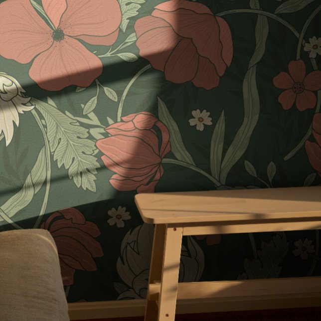 William Morris Red Floral Pattern  Wallpaper (Creator Uploaded)