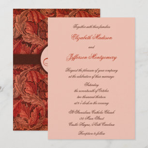William Morris Red Leaves Wedding Invitation