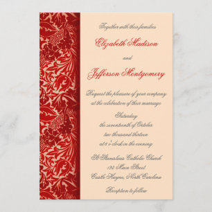 William Morris Red Leaves Wedding Invitation