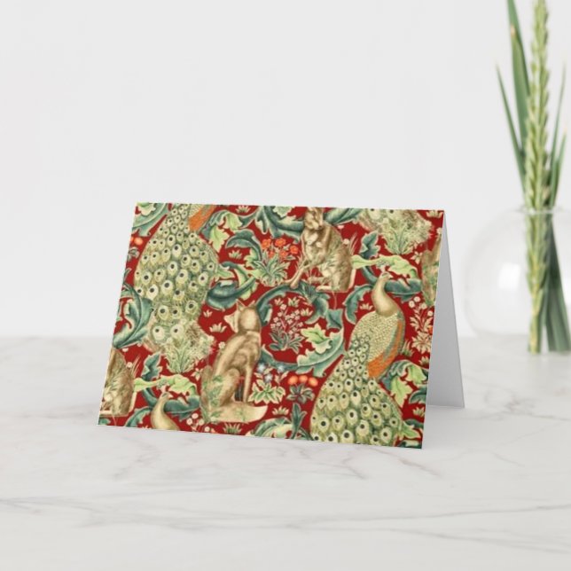 William Morris Red Pattern Forest Card (Front)
