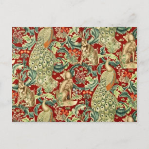 William Morris Red Pattern Forest Postcard