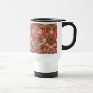 William Morris Red Strawberry Thief Travel Mug
