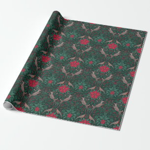 William Morris Reindeer Christmas Damask Wrapping Paper