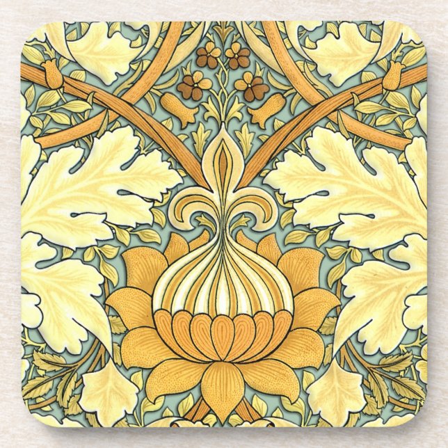William Morris rich floral pattern Coaster (Front)