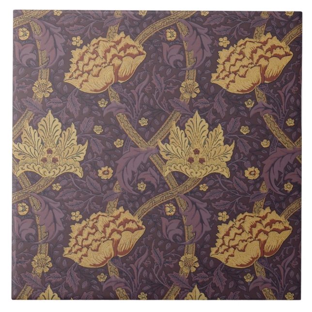 William Morris Rich Plum Colored Windrush Tile (Front)