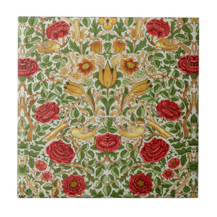 William Morris Rose & Birds Chintz Red Tile