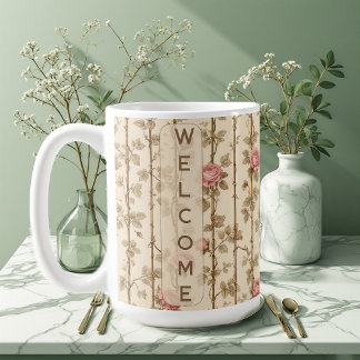 William Morris Rose Climbing Trellis Flora Welcome Coffee Mug