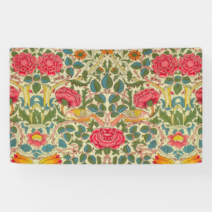 William Morris Rose Floral Chintz Pink Banner