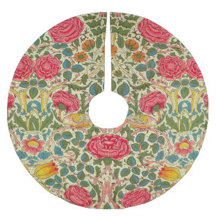 William Morris Rose Floral Chintz Pink Brushed Polyester Tree Skirt