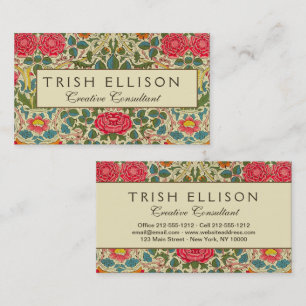 William Morris Rose Floral Chintz Pink Business Card