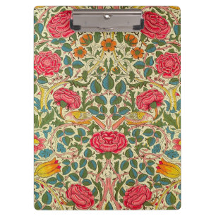 William Morris Rose Floral Chintz Pink Clipboard