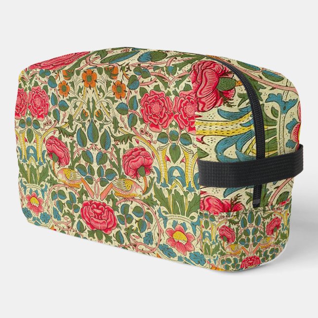 William Morris Rose Floral Chintz Pink Dopp Kit (Left Corner)