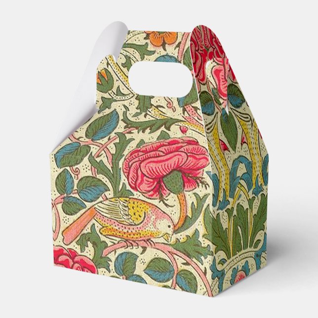 William Morris Rose Floral Chintz Pink Favour Box (Front Side)