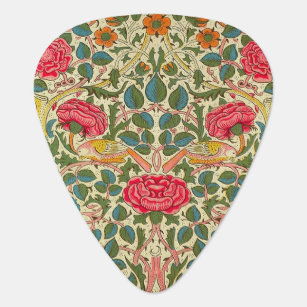 William Morris Rose Floral Chintz Pink Guitar Pick
