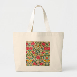 William Morris Rose Floral Chintz Pink Large Tote Bag