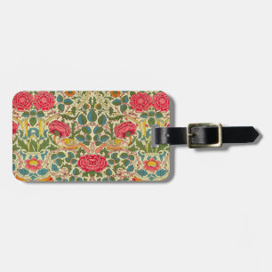 William Morris Rose Floral Chintz Pink Luggage Tag
