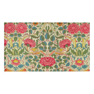 William Morris Rose Floral Chintz Pink Name Tag