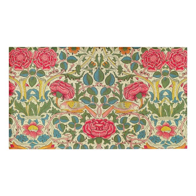 William Morris Rose Floral Chintz Pink Name Tag (Front)