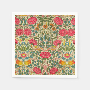 William Morris Rose Floral Chintz Pink Napkin