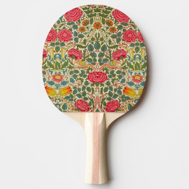 William Morris Rose Floral Chintz Pink Ping Pong Paddle (Front)