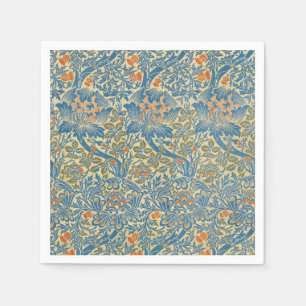 William Morris Rose & Thistle Floral Blue Napkin