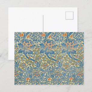 William Morris Rose & Thistle Floral Blue Postcard