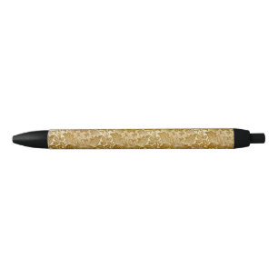 William Morris Rose & Thistle Floral Golden Black Ink Pen