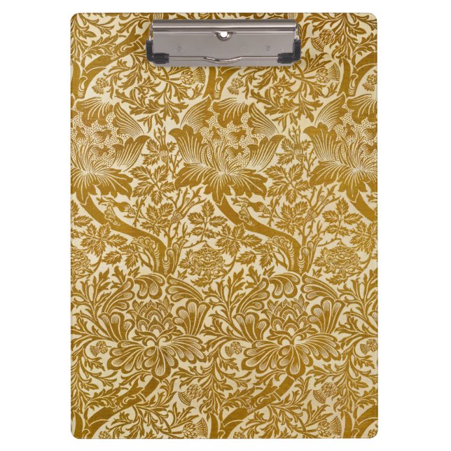 William Morris Rose & Thistle Floral Golden Clipboard (Front)