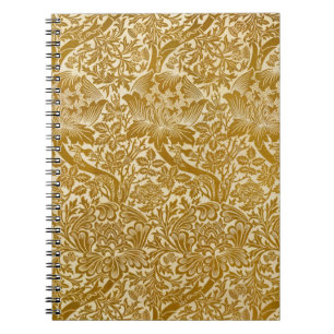 William Morris Rose & Thistle Floral Golden Notebook