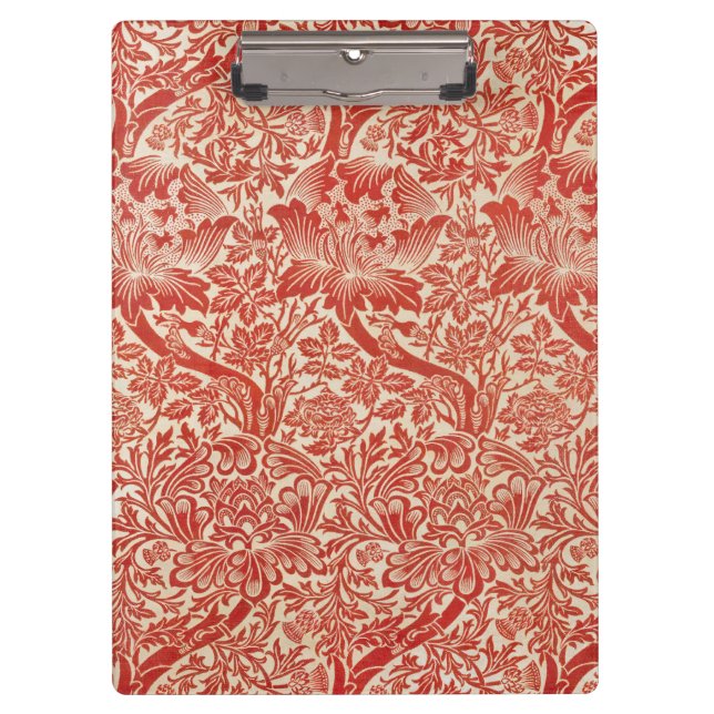 William Morris Rose & Thistle Floral Red Clipboard (Front)