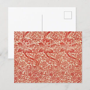 William Morris Rose & Thistle Floral Red Postcard