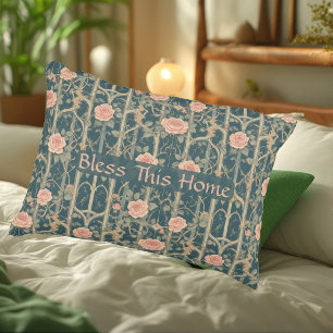 William Morris Rose Trellis Bless This Home Floral Decorative Cushion