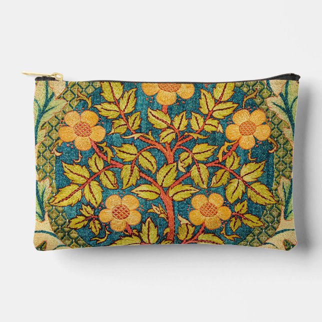 William Morris Rose Wreath: Classic Arts & Crafts  Accessory Pouch (Front)