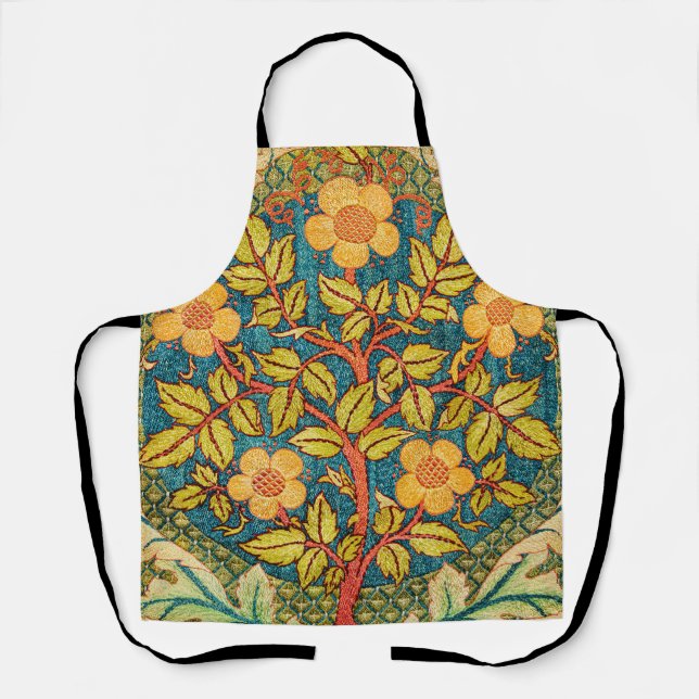 William Morris Rose Wreath: Classic Arts & Crafts  Apron (Front)